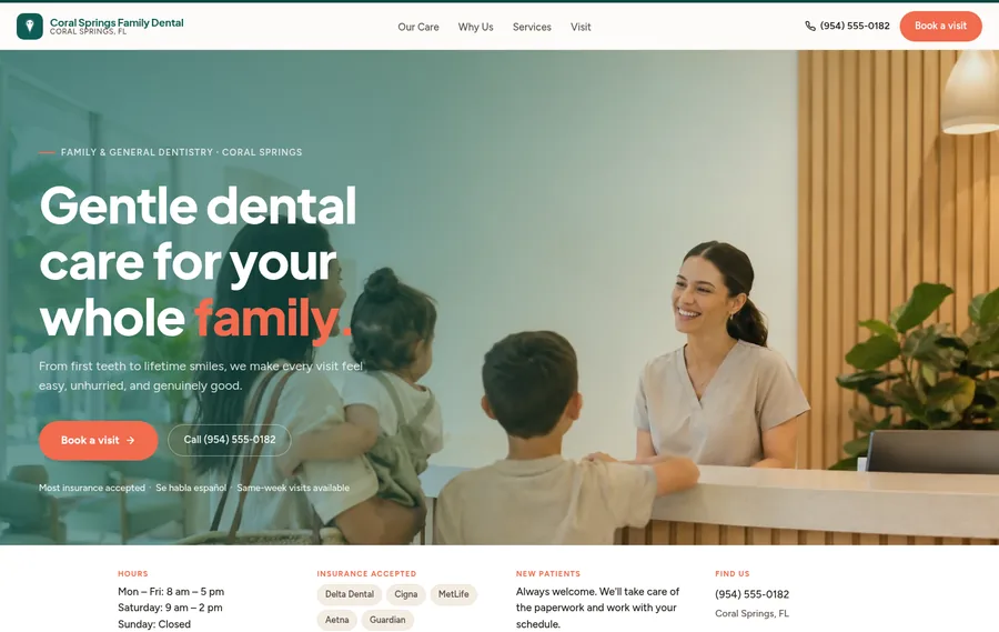 Coral Springs Family Dental sample website